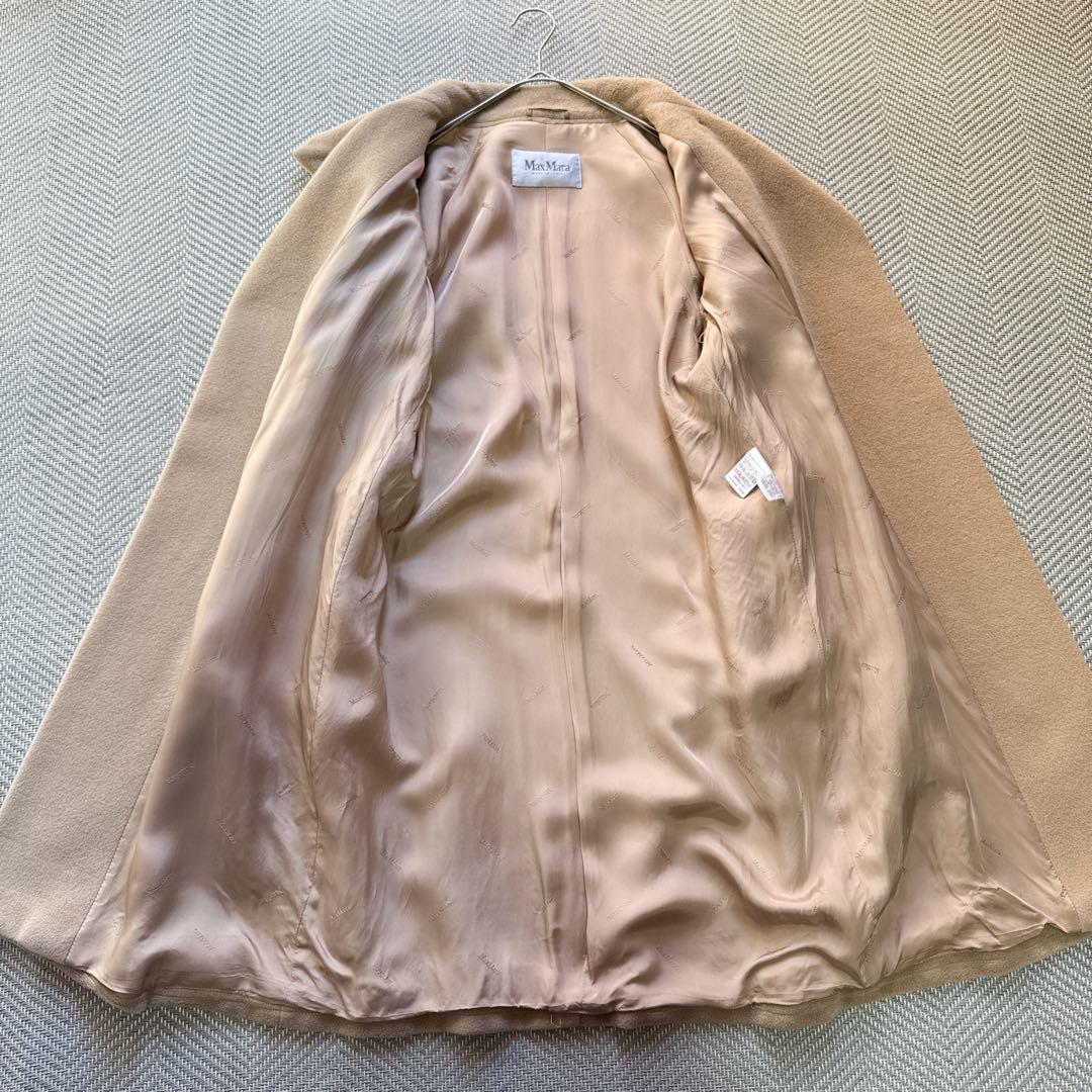 美品 MaxMara 白タグ ウールカシミヤ スタンドネックコート ベージュ M