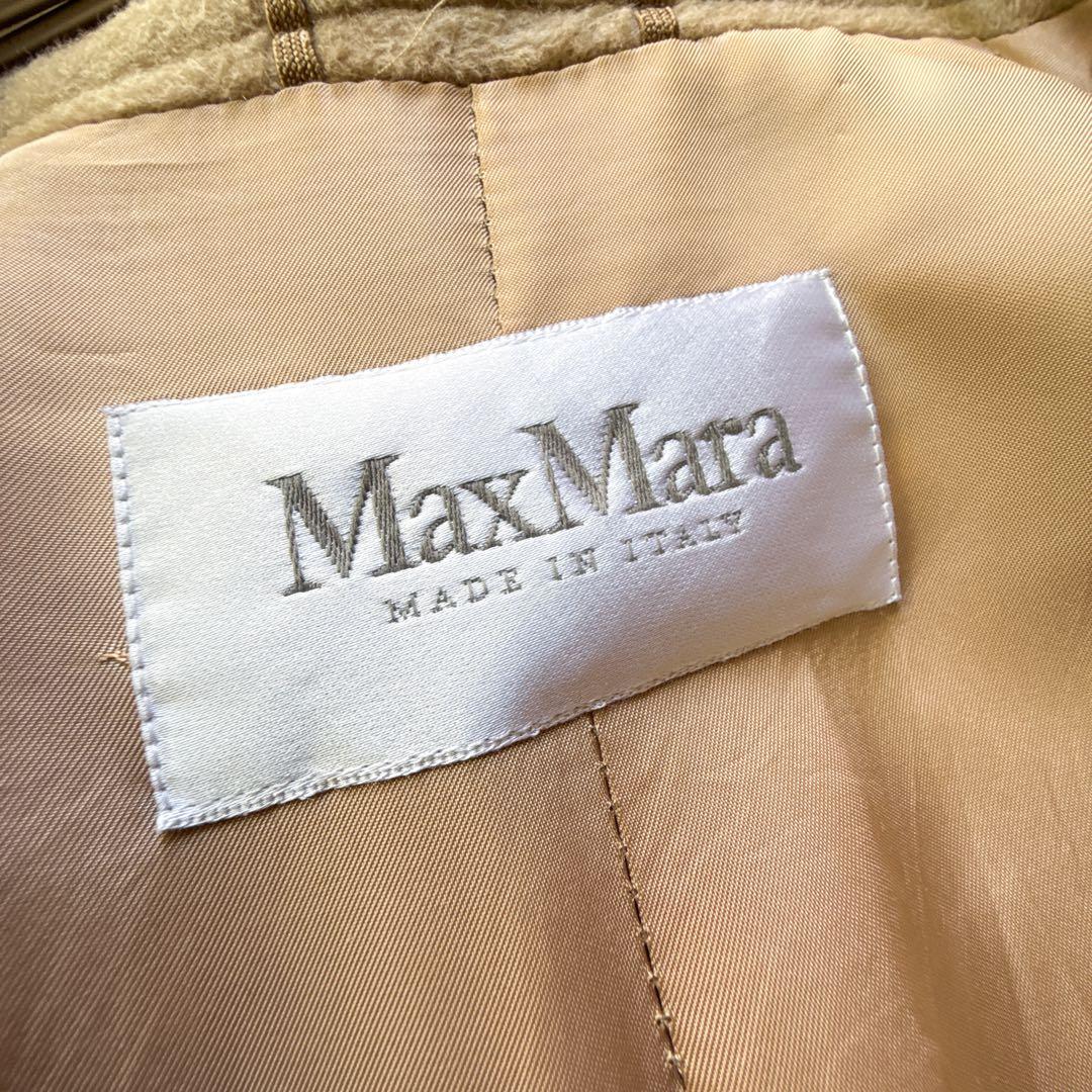美品 MaxMara 白タグ ウールカシミヤ スタンドネックコート ベージュ M