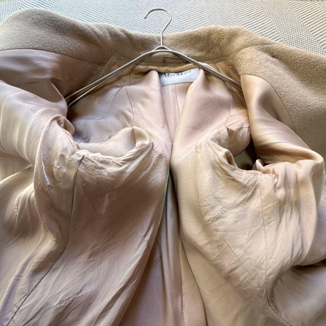 美品 MaxMara 白タグ ウールカシミヤ スタンドネックコート ベージュ M