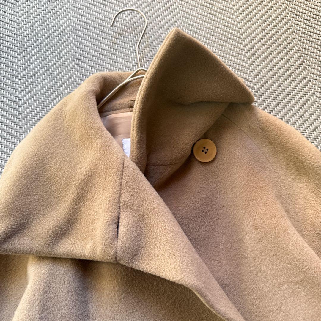 美品 MaxMara 白タグ ウールカシミヤ スタンドネックコート ベージュ M