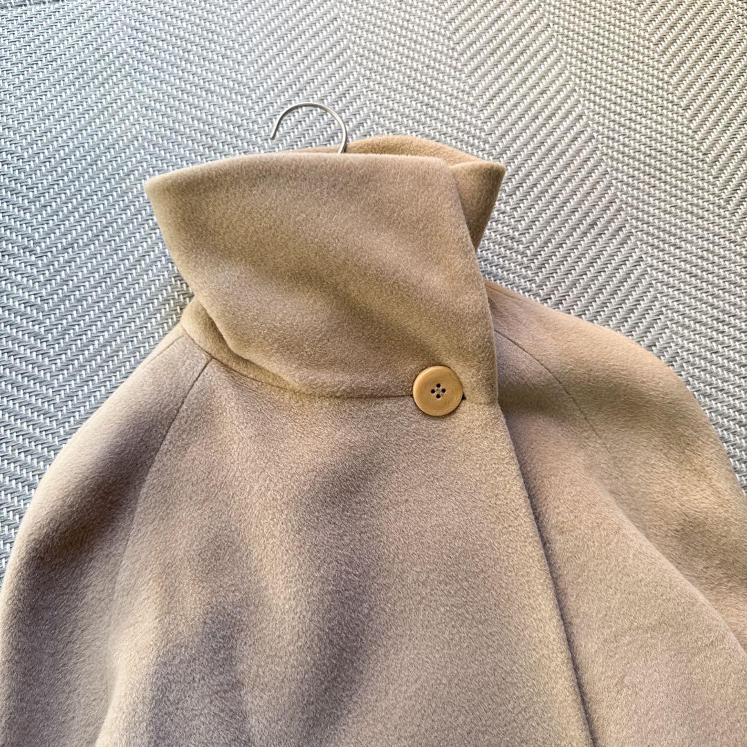 美品 MaxMara 白タグ ウールカシミヤ スタンドネックコート ベージュ M