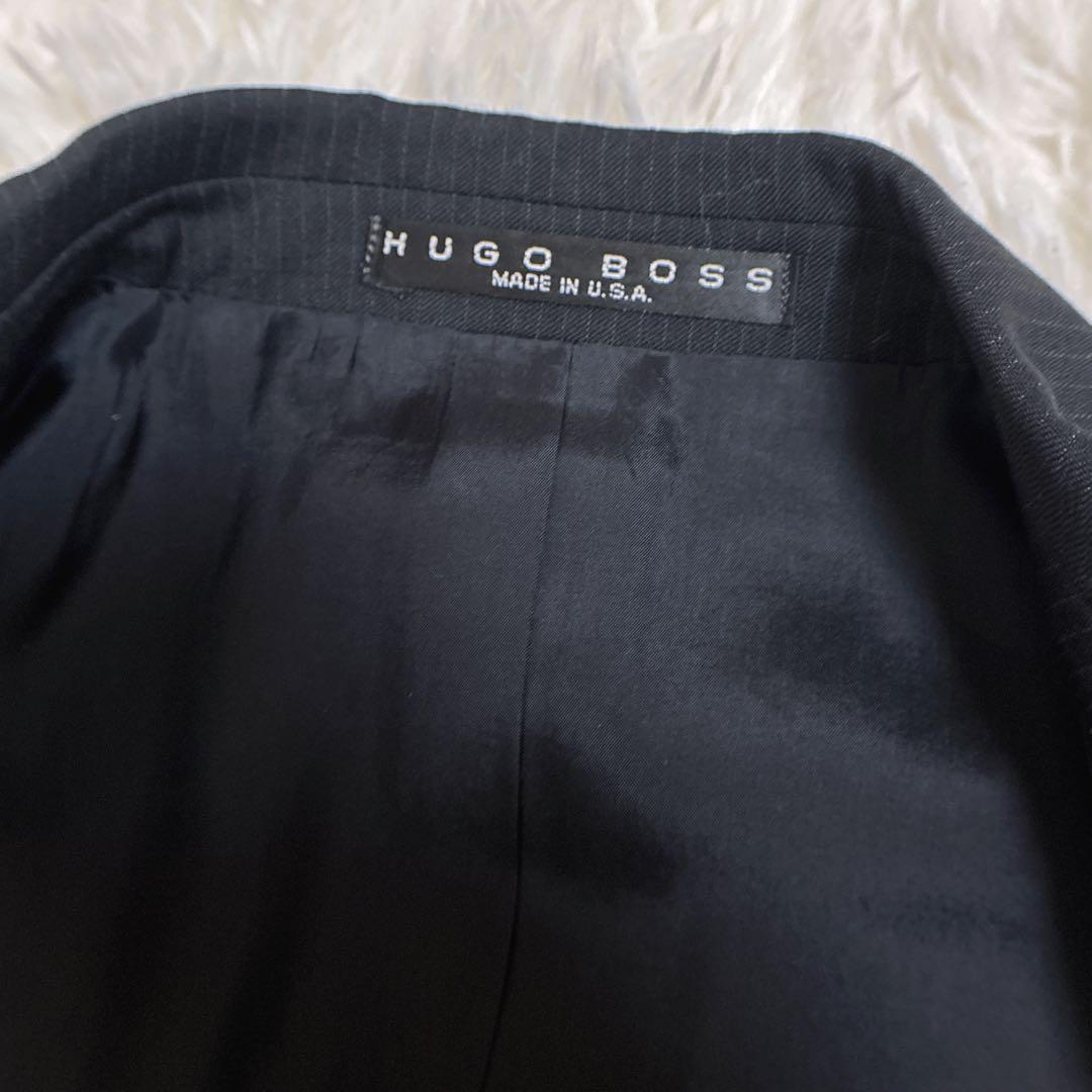 美品HUGO BOSSヒューゴボス ダークグレー ストライプ セットアップスーツ