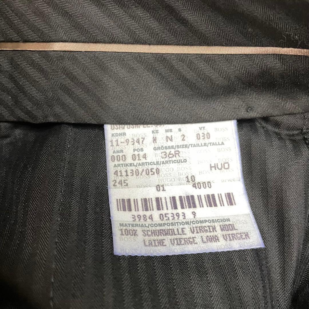 美品HUGO BOSSヒューゴボス ダークグレー ストライプ セットアップスーツ