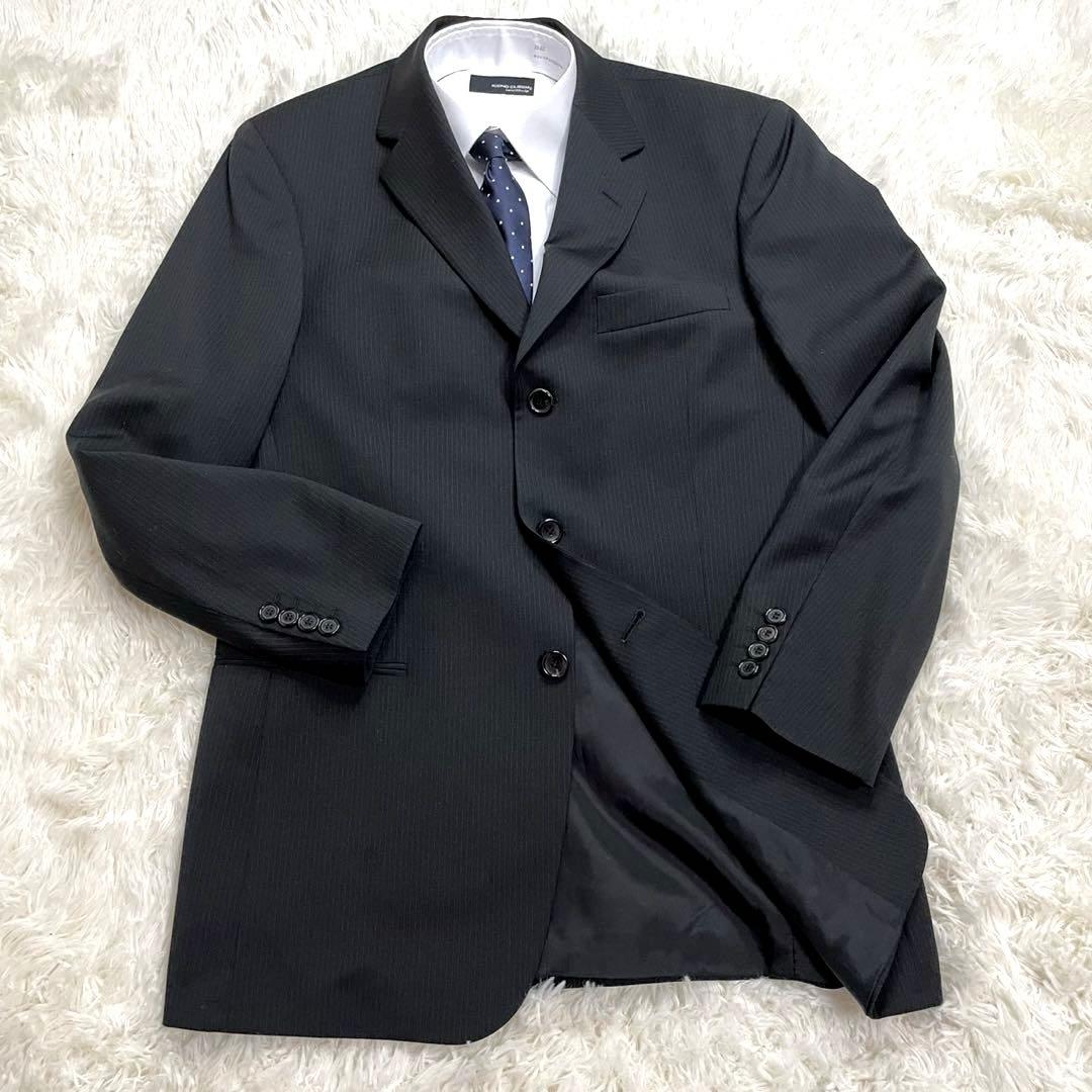 美品HUGO BOSSヒューゴボス ダークグレー ストライプ セットアップスーツ