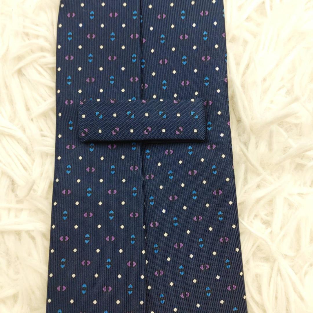 ★美品★ マリネッラ 高級シルクネクタイ 総柄 ネイビー
