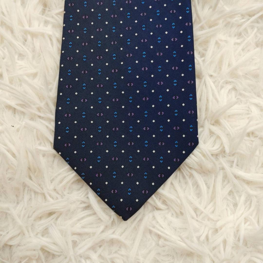 ★美品★ マリネッラ 高級シルクネクタイ 総柄 ネイビー