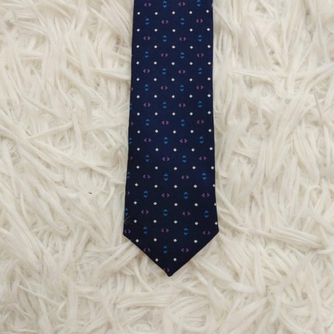 ★美品★ マリネッラ 高級シルクネクタイ 総柄 ネイビー