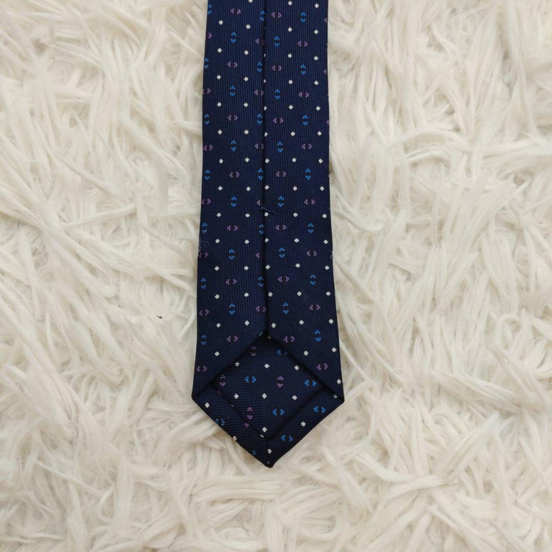 ★美品★ マリネッラ 高級シルクネクタイ 総柄 ネイビー