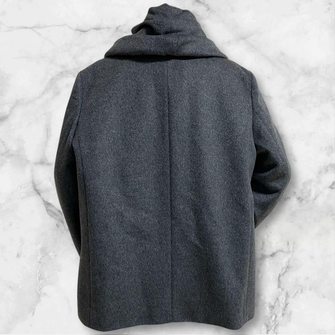 値下げ依頼品 インディヴィ カシミヤタッチ ラージショールカラーショートコート