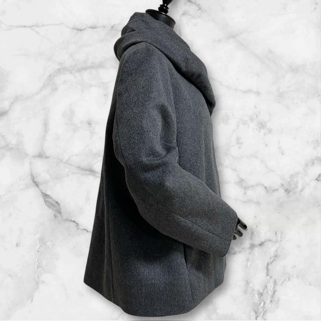 値下げ依頼品 インディヴィ カシミヤタッチ ラージショールカラーショートコート