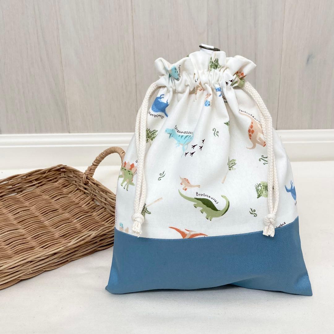 【ayu】通園通学グッズ　5点セット(恐竜×グレー) ストライプ