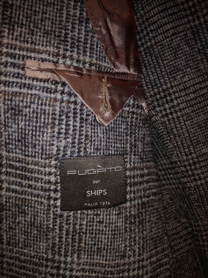 イタリアFUGATOフガートグレンチェックジャケット/ブラウン