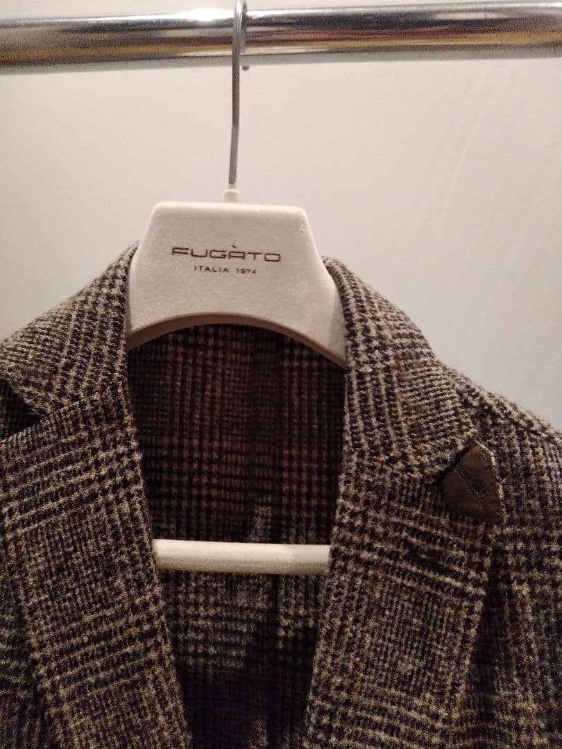 イタリアFUGATOフガートグレンチェックジャケット/ブラウン