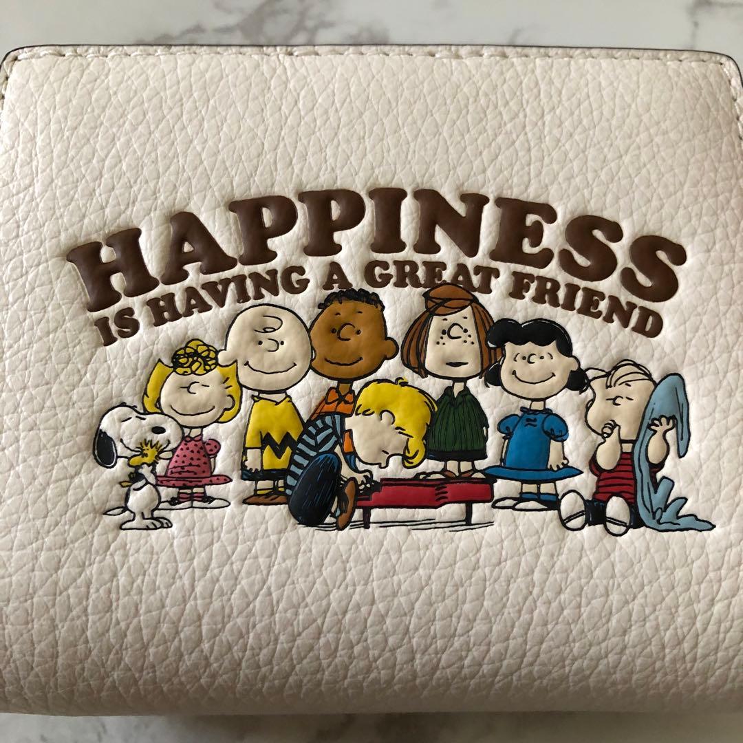 完売品 新品未使用 コーチ スヌーピー コラボ 折り財布 ミニ財布 白