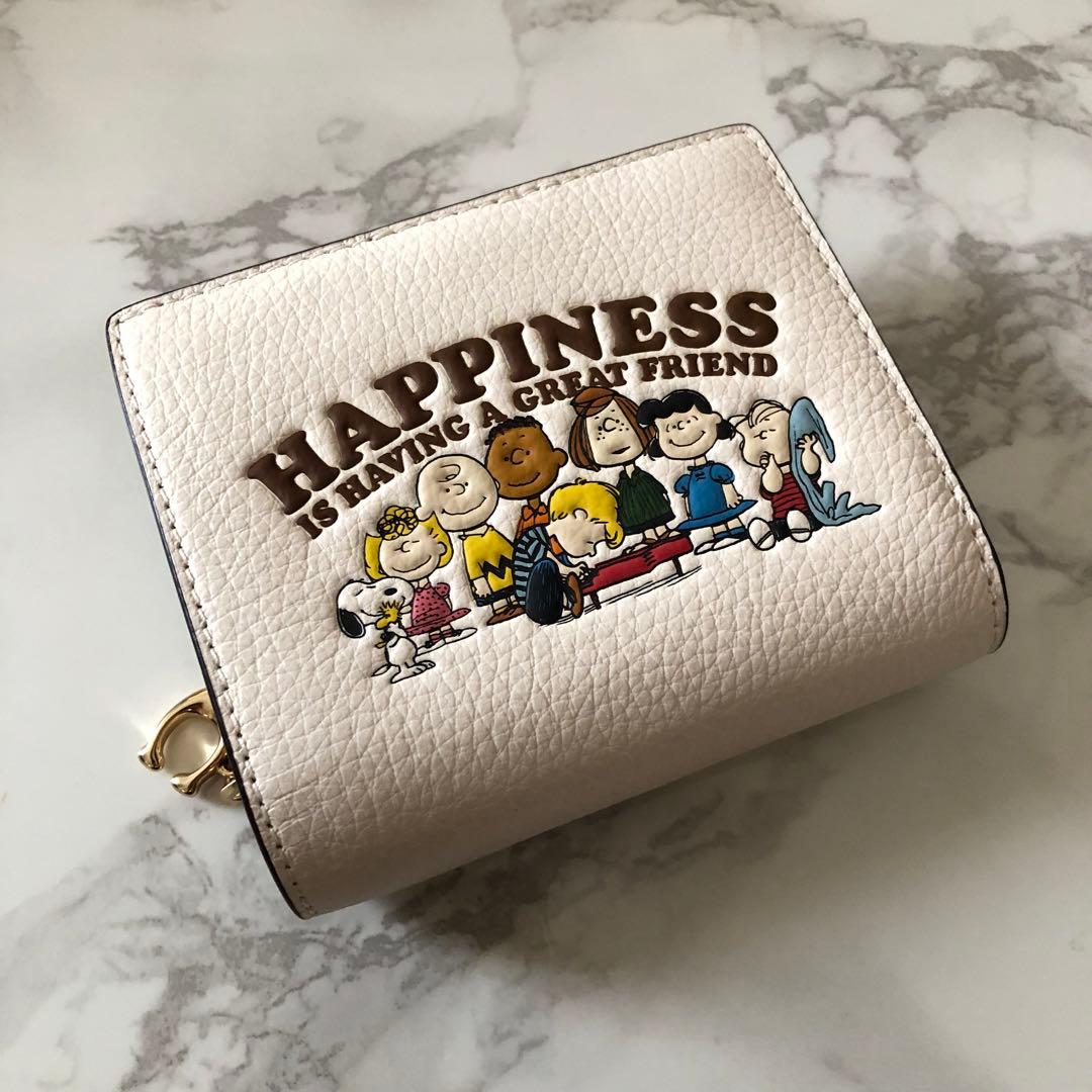 完売品 新品未使用 コーチ スヌーピー コラボ 折り財布 ミニ財布 白