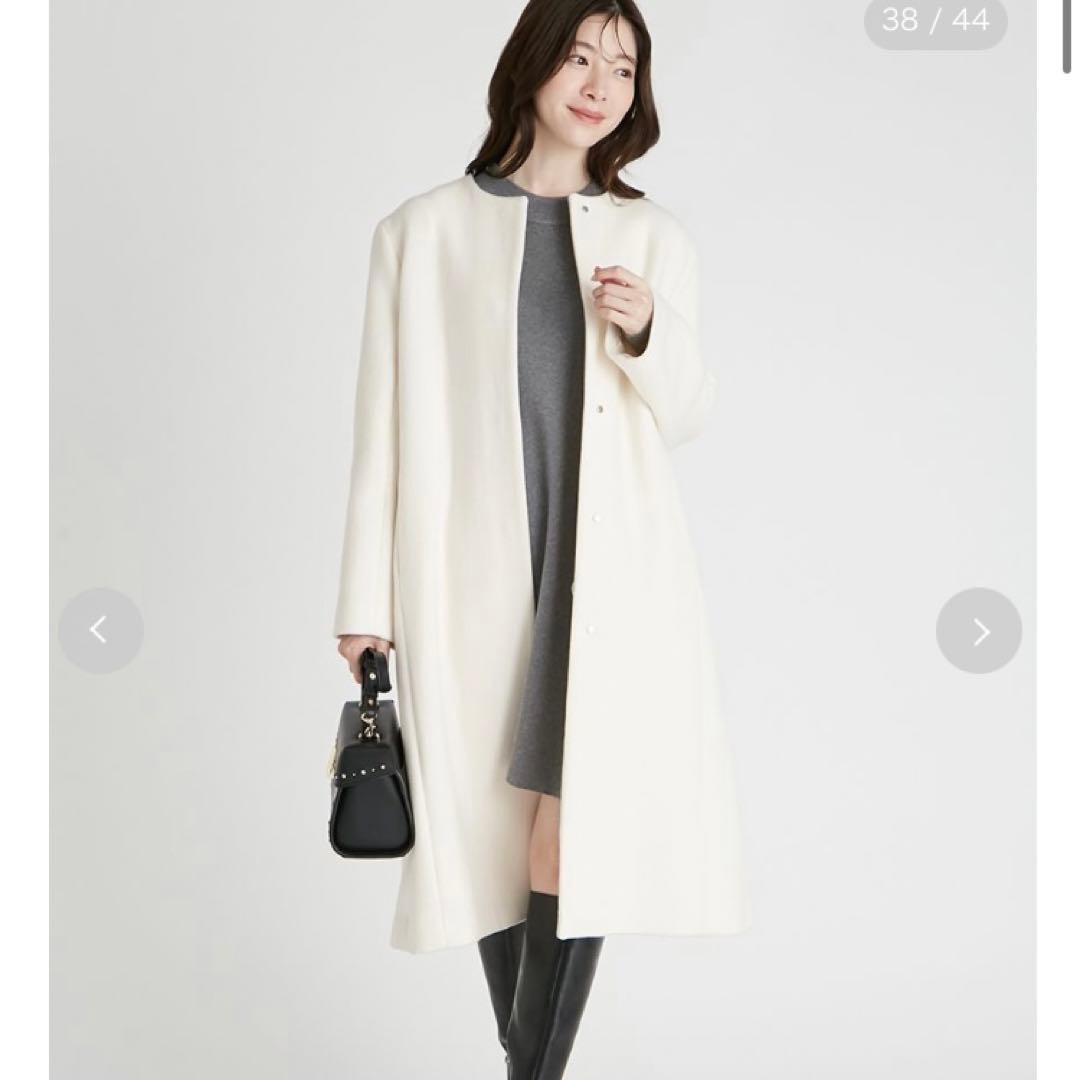 CELFORD（セルフォード）カシミヤ混ノーカラーコート　IVR 36サイズ