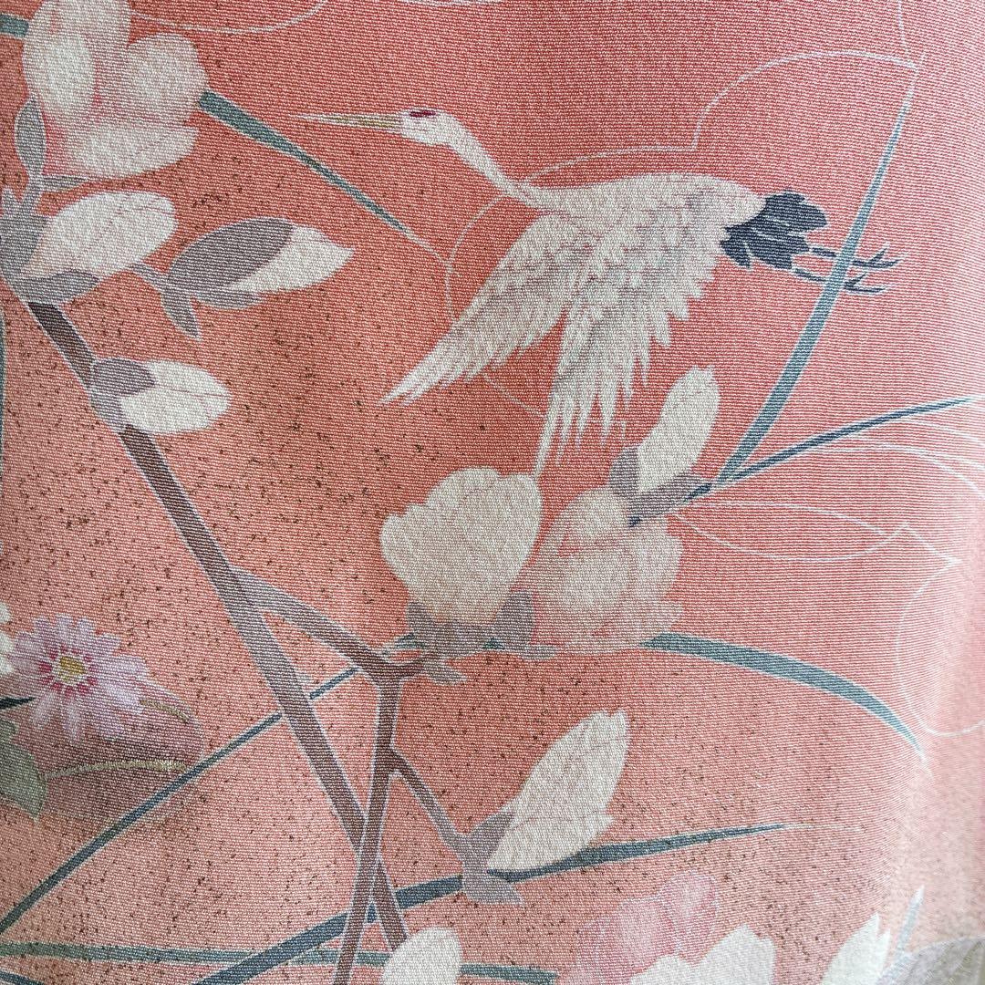 訪問着　フルセット　着物　正絹　入学式　友禅　スモールサイズ　Sサイズ　鶴　G4