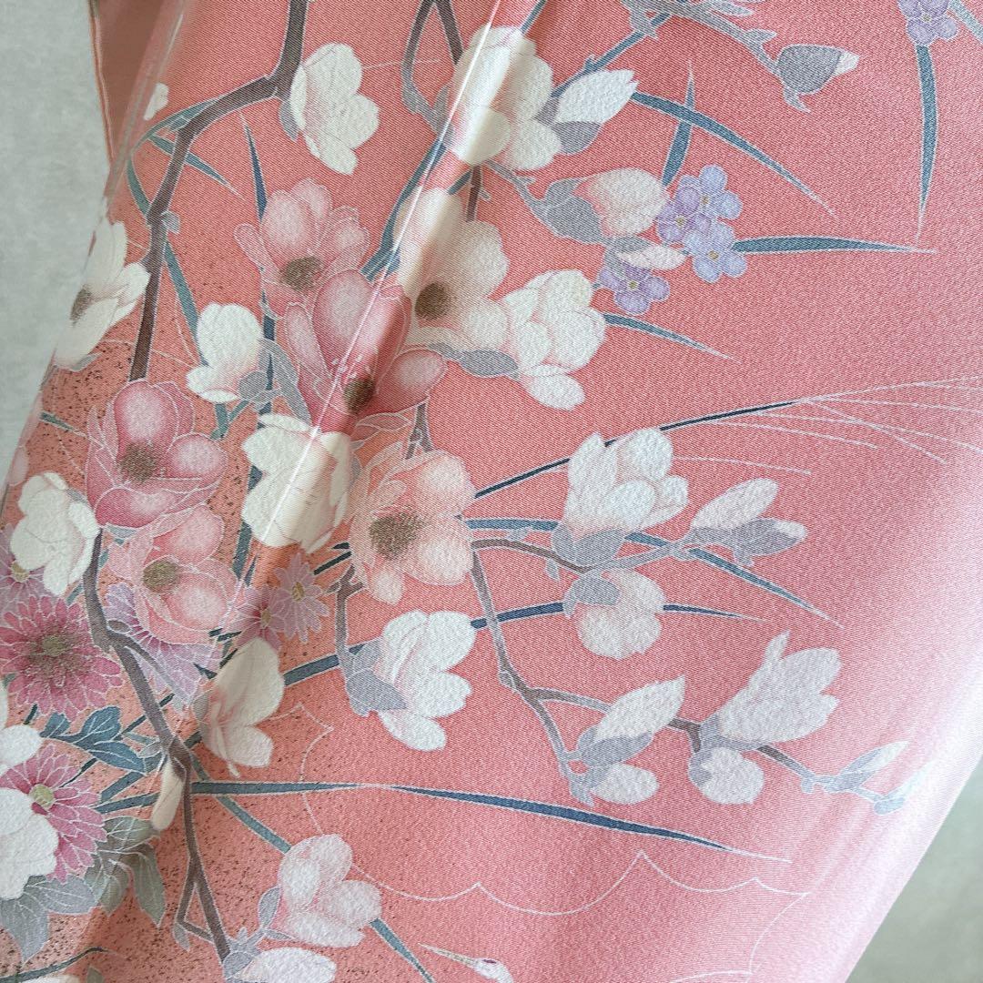 訪問着　フルセット　着物　正絹　入学式　友禅　スモールサイズ　Sサイズ　鶴　G4