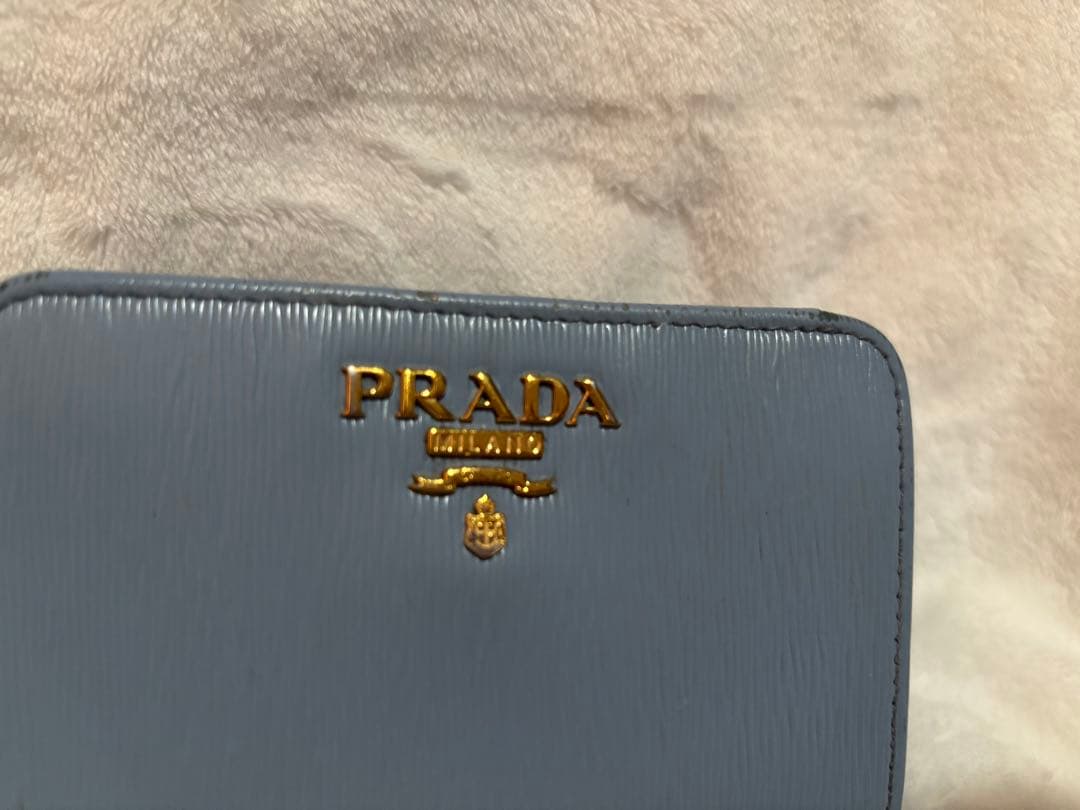 【箱・証明書付き】PRADA プラダ ライトブルー 二つ折り財布