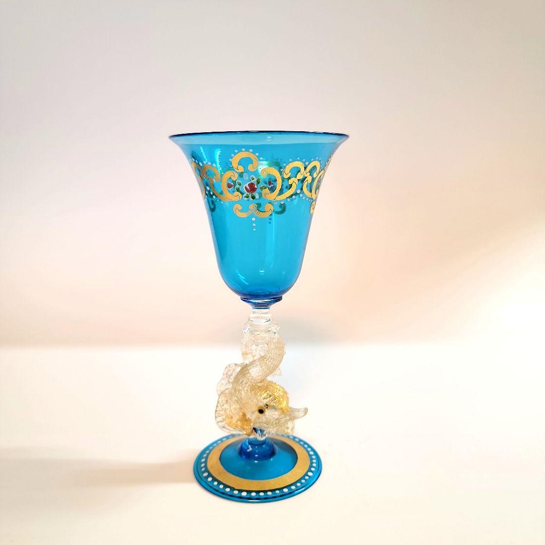❇希少❇ ムラーノ ベネチアグラス ワイングラス 青色