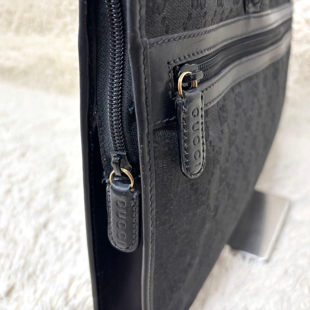 GUCCI グッチ キャンバス GG柄 シマ 黒 トートバッグ ビジネス 肩掛け