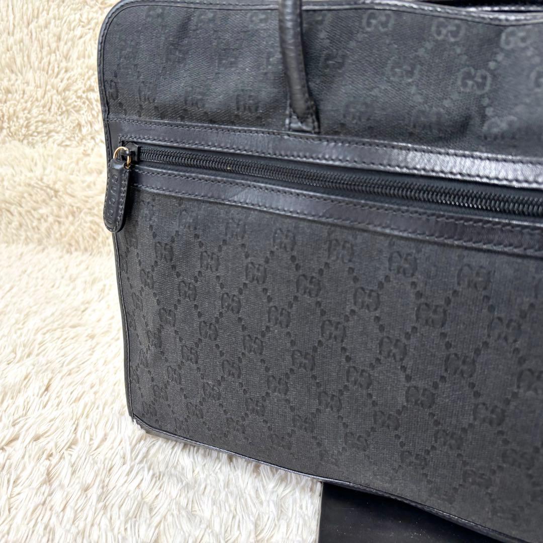 GUCCI グッチ キャンバス GG柄 シマ 黒 トートバッグ ビジネス 肩掛け