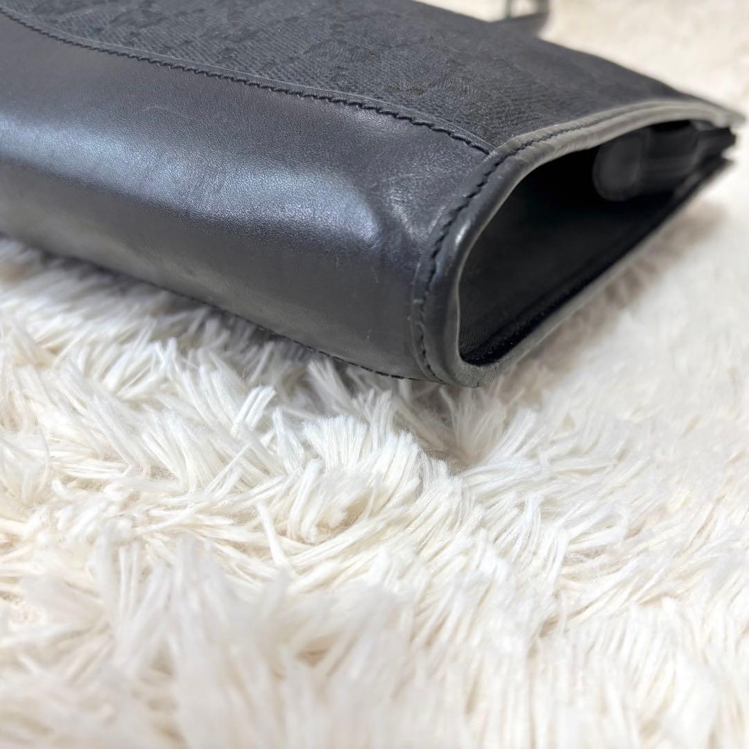 GUCCI グッチ キャンバス GG柄 シマ 黒 トートバッグ ビジネス 肩掛け