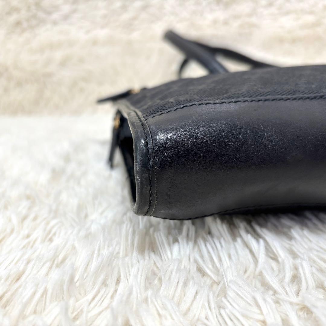 GUCCI グッチ キャンバス GG柄 シマ 黒 トートバッグ ビジネス 肩掛け