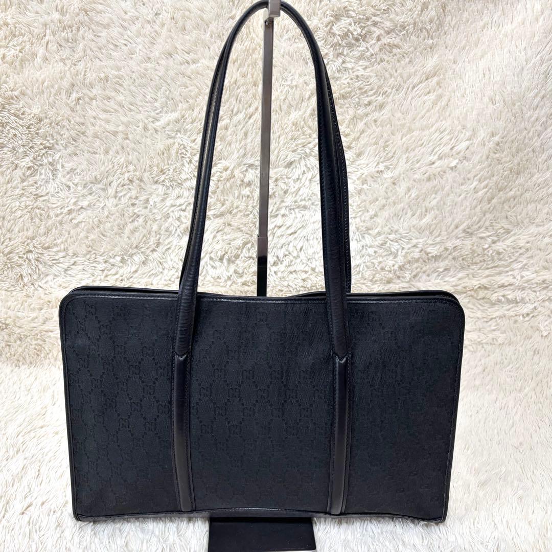 GUCCI グッチ キャンバス GG柄 シマ 黒 トートバッグ ビジネス 肩掛け