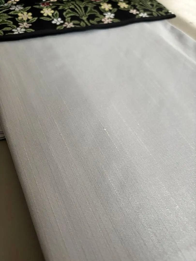 きもの英 経節紬調 無地 シルバーグレー 洗えるきもの ポリエステル