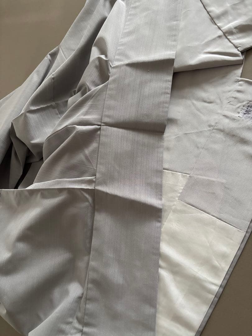 きもの英 経節紬調 無地 シルバーグレー 洗えるきもの ポリエステル