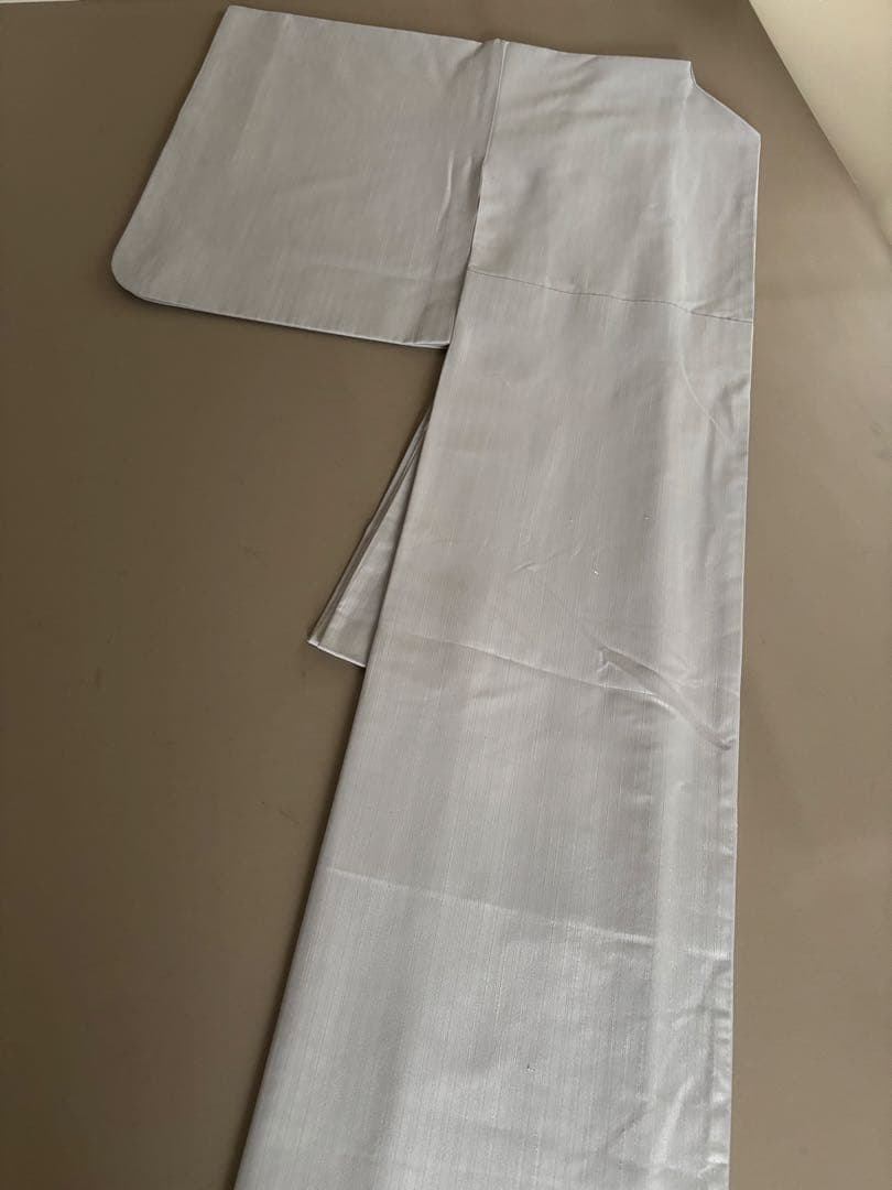 きもの英 経節紬調 無地 シルバーグレー 洗えるきもの ポリエステル