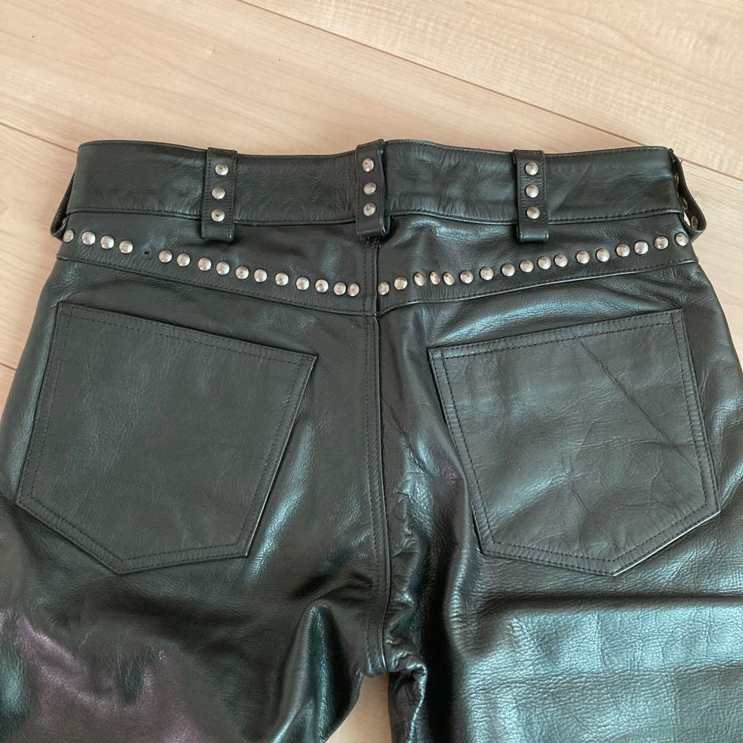 ハーレーダビッドソン　Mサイズ　スタッズ付き黒レザーパンツ
