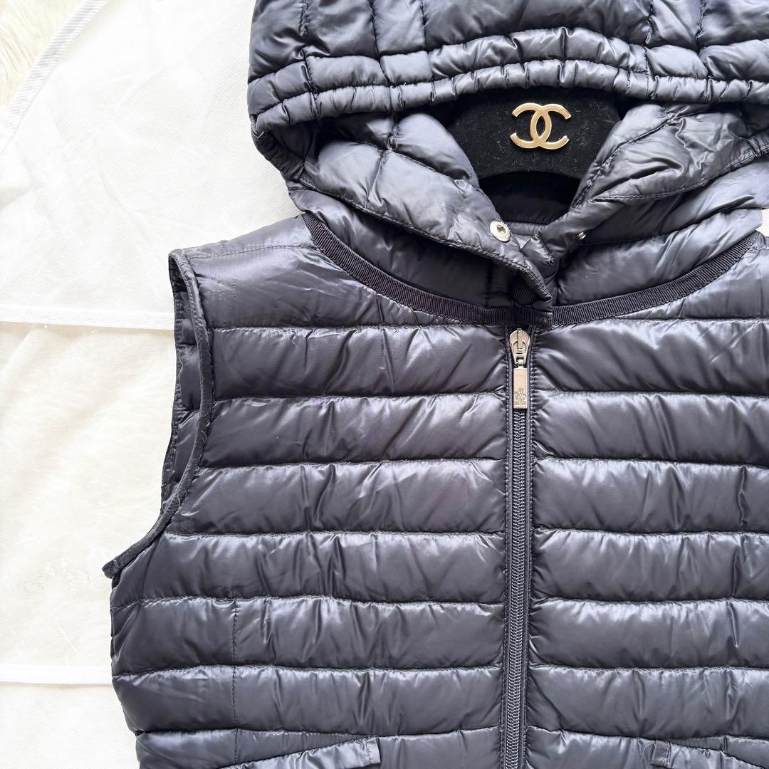 極美品*モンクレール ライトダウンジャケット ロング ジレ ベスト フード