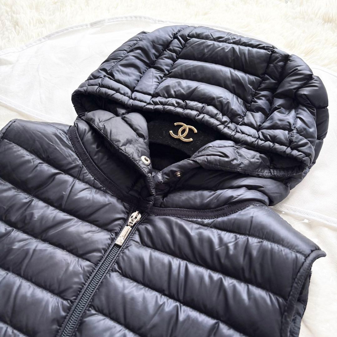 極美品*モンクレール ライトダウンジャケット ロング ジレ ベスト フード