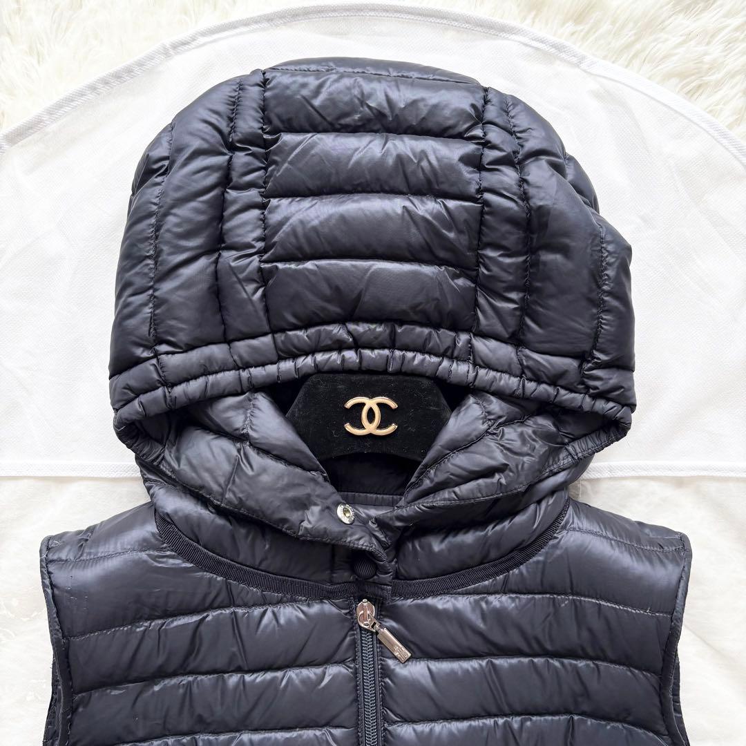 極美品*モンクレール ライトダウンジャケット ロング ジレ ベスト フード