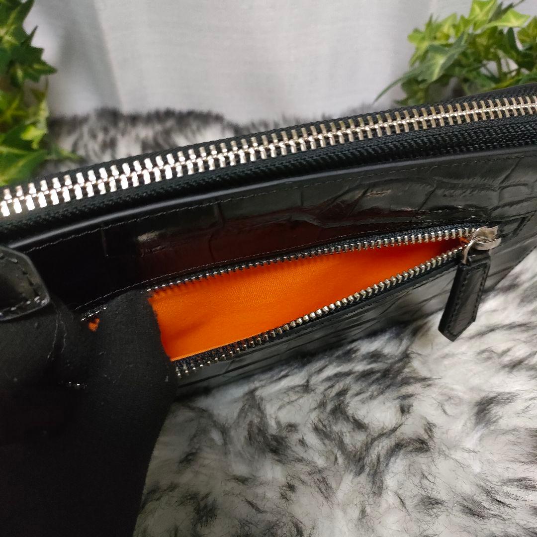 カステルバジャック バッグ クロコ ブラックCASTELBAJACセカンドバッグ