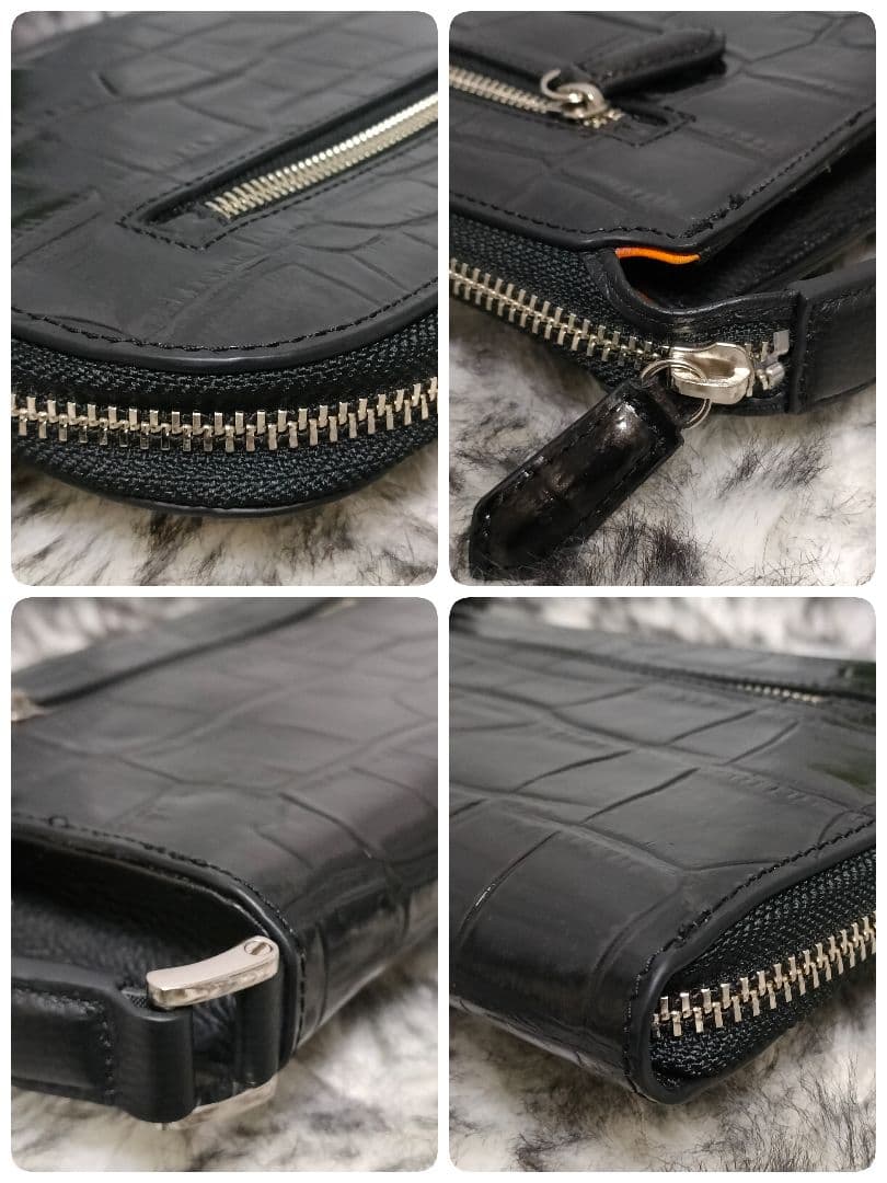 カステルバジャック バッグ クロコ ブラックCASTELBAJACセカンドバッグ