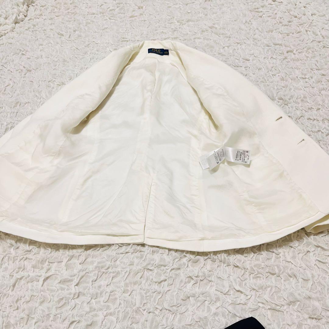 【美品】poloRalphLaurenイタリア製リネン白ジャケット現行タグM