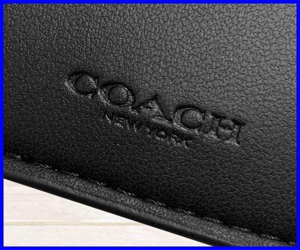 【新品】COACHコーチ◆アウトレット◆二つ折り財布シグネチャー◆黒ブラック