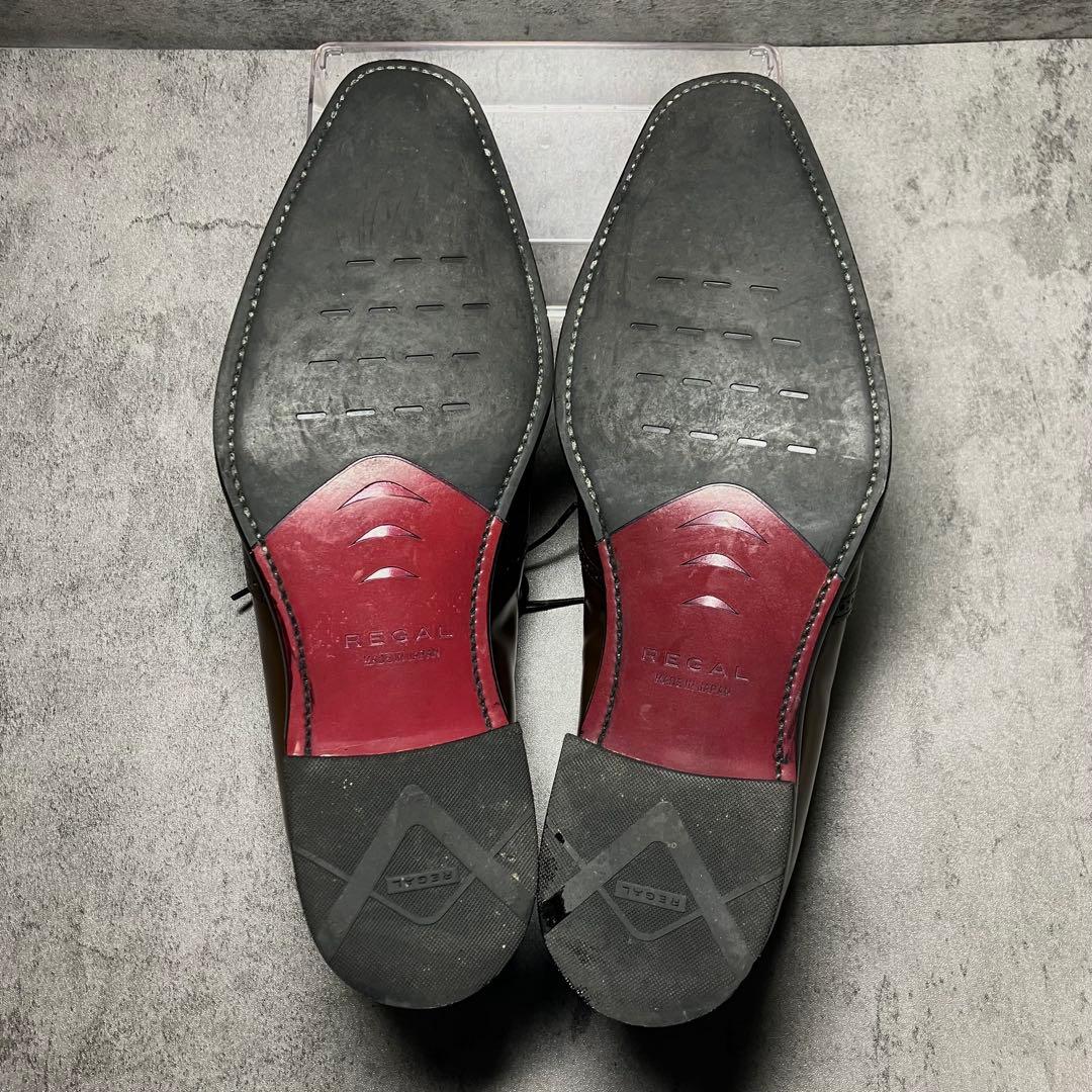 未使用級　リーガル　ビジネスシューズ　02CR　ウイングチップ　茶　2265