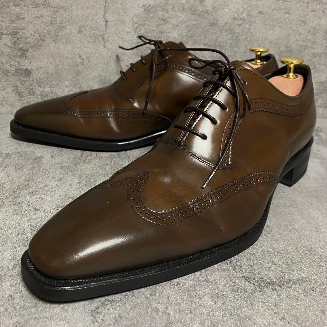 未使用級　リーガル　ビジネスシューズ　02CR　ウイングチップ　茶　2265