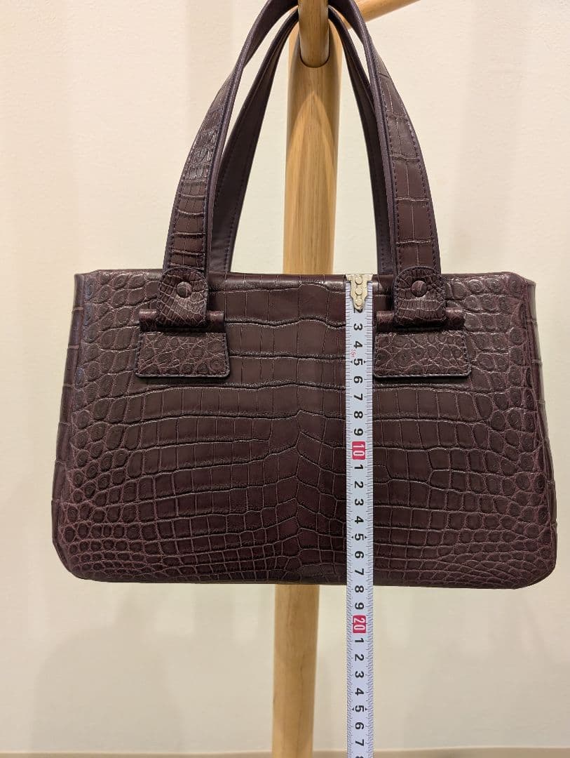 希少　ダークパープル クロコダイルハンドバッグ