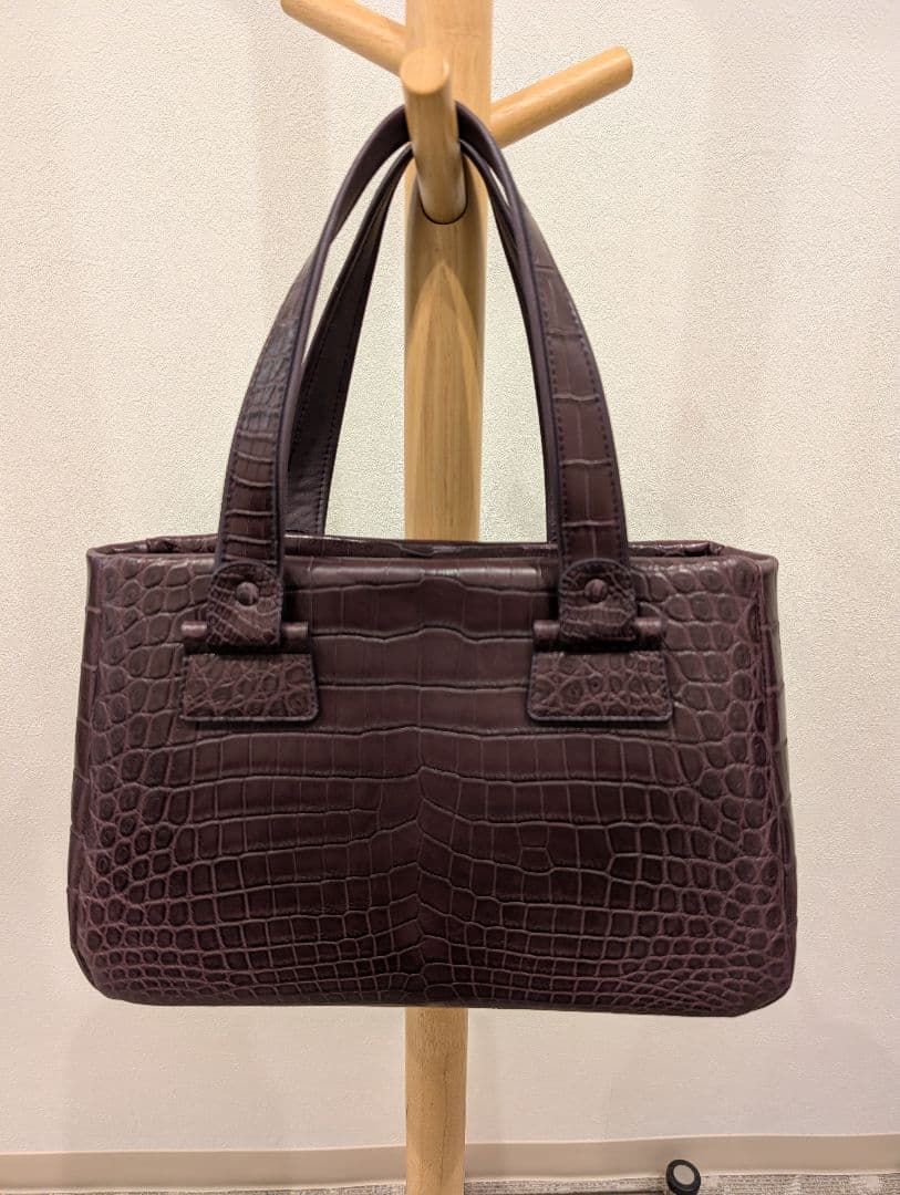 希少　ダークパープル クロコダイルハンドバッグ