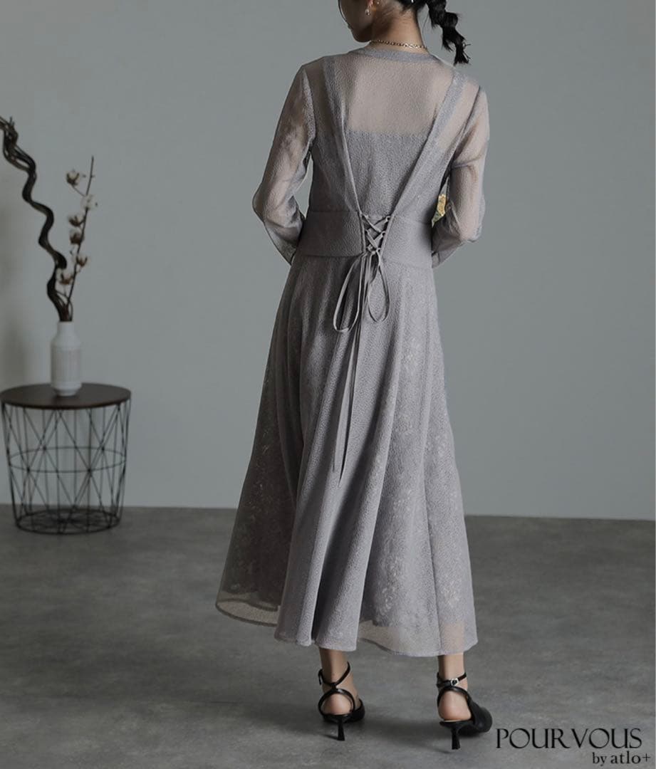 【着用1回だけ】お呼ばれドレスM・イヤリング・バック・ネックレスの小物付セット