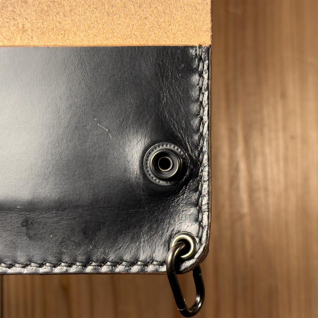 クロムエクセル（ブラック茶芯）｜ショートトラッカーウォレット【金具ブラック仕様】