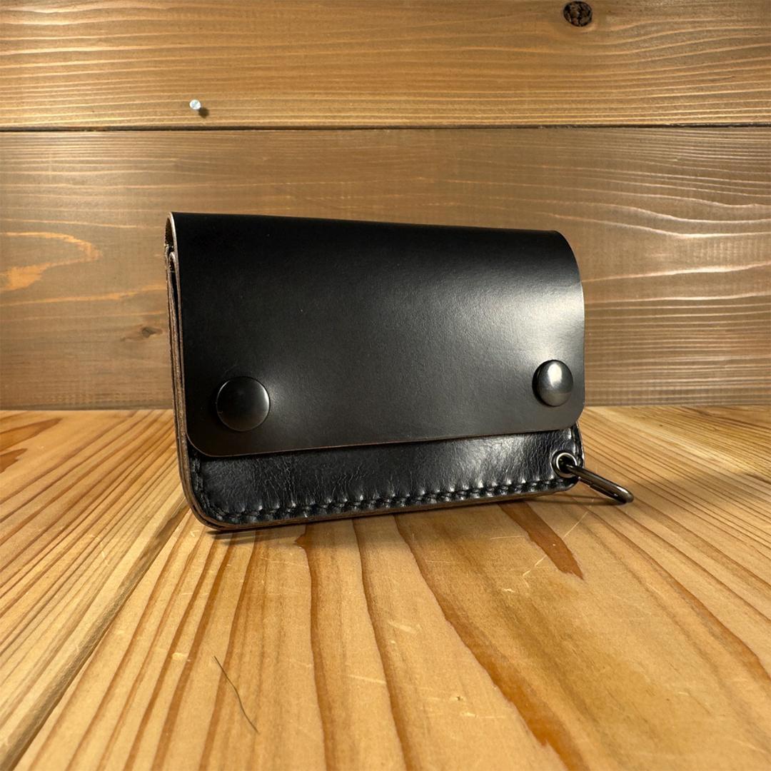 クロムエクセル（ブラック茶芯）｜ショートトラッカーウォレット【金具ブラック仕様】