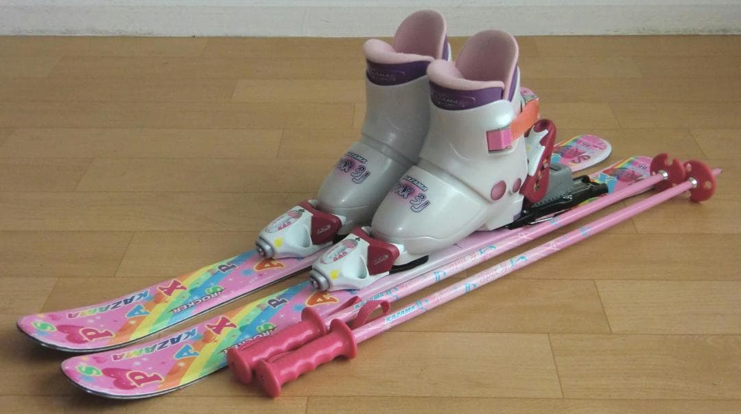 ■■送料無料■KAZAMA■子供用スキーセット■86/18■WAX済■女の子■■