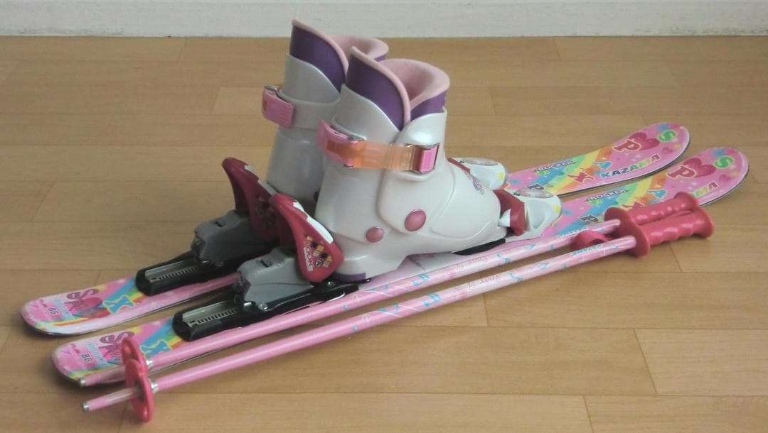 ■■送料無料■KAZAMA■子供用スキーセット■86/18■WAX済■女の子■■