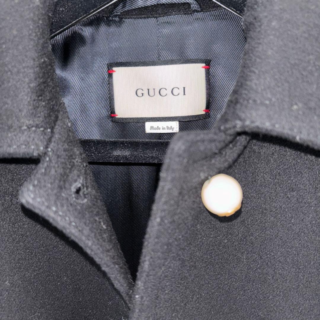 美品【GUCCI 】黒 チェスターコート パールボタン　size40細身